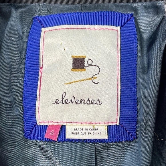 Anthropologie Elevenses Pattern Makers Coat Stripe Colorblock Bow Shoulder 6 - Picture 11 of 16